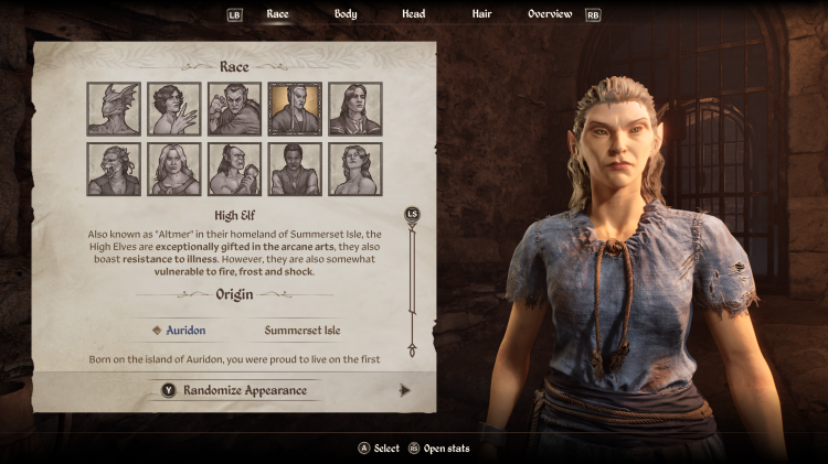 نژاد “High Elf” (از هر دو پیشینه) بهترین نژاد در “Oblivion” 