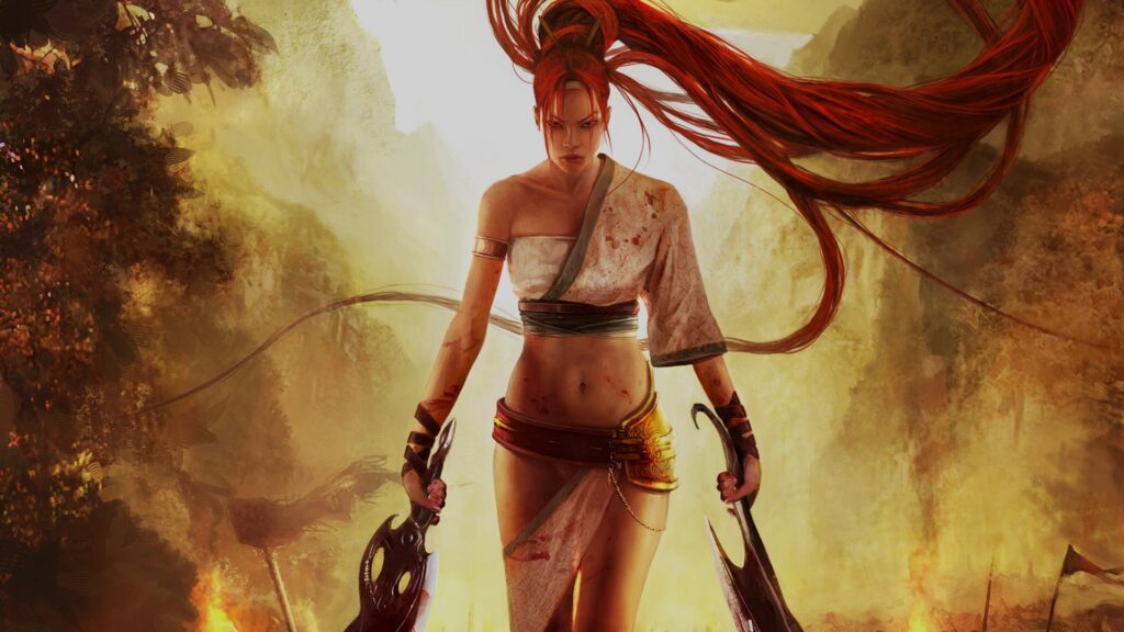 تصویری از شخصیت اصلی در حال مبارزه با سلاح شمشیر آسمانی در Heavenly Sword